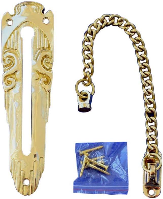 Antik Messing Alte Form Tür Kette Türkette Jugendstil Sicherheitskette Sicherheitsbeschlag DSQ5P