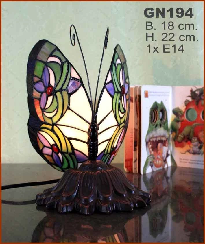 Tiffany Tiffanylampe Nacht Tisch Schmetterling Lampe Tischlampe Butterfly GN194
