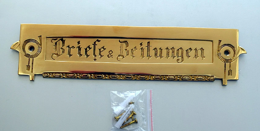 Briefschlitz Briefklappe Brief Einwurf Messing Antik Style Jugendstil Post TLP1P