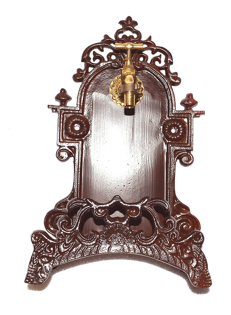 Antik Style Alu Bassena Wand Brunnen Wandbrunnen Schlauchhalter m. Kran WHS-RU