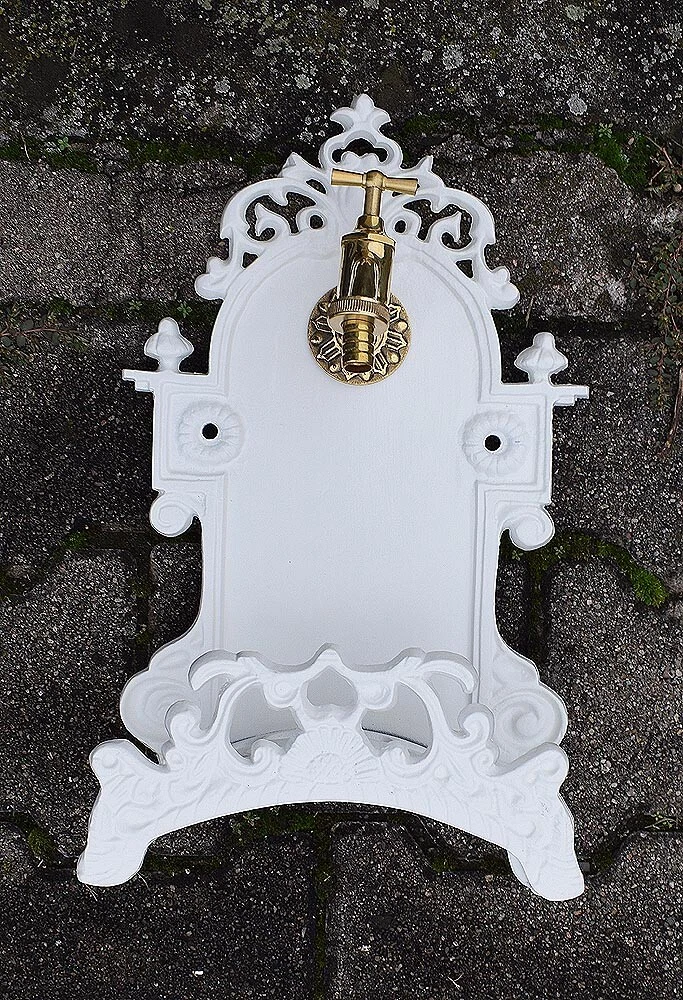 Antik Style Alu Bassena Wand Brunnen Wandbrunnen Schlauchhalter m. Kran WHS-W