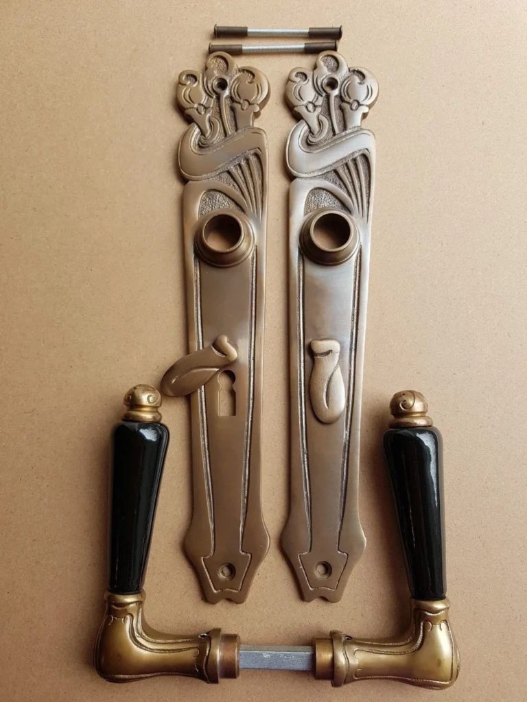 Antik Style Messing Langschild BB 72 Türgriff Türbeschlag Jugendstil S30-1A-S