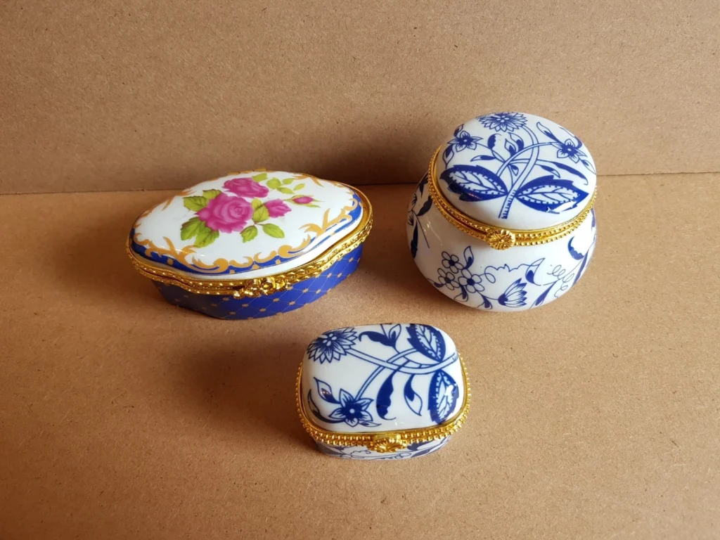 3er Set Porzellan Antik Dosen Pillendose Schmuck Dose