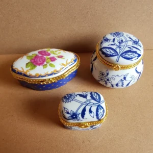 3er Set Porzellan Antik Dosen Pillendose Schmuck Dose