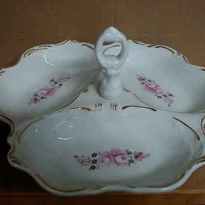 Porzellan Schale Gebäck Rosen Blumen Goldrand 007-547G