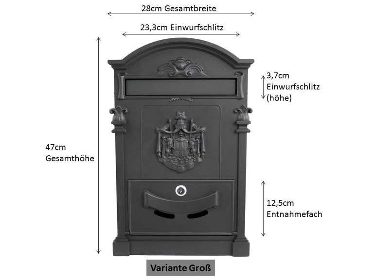 Alu Antik Style Nostalgie Wand Briefkasten Wandbriefkasten groß Weiß