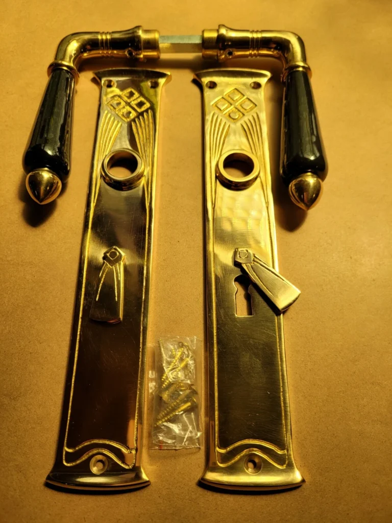 Antik Messing Türbeschlag BB72 Langschild Türgriffe Türdrücker Art Deco S102-1PS