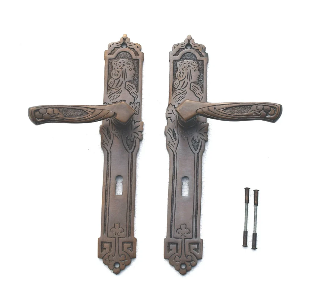 Antik Messing Türgriff BB 72 Langschild Türgriffe Türbeschlag Jugendstil S119-1A