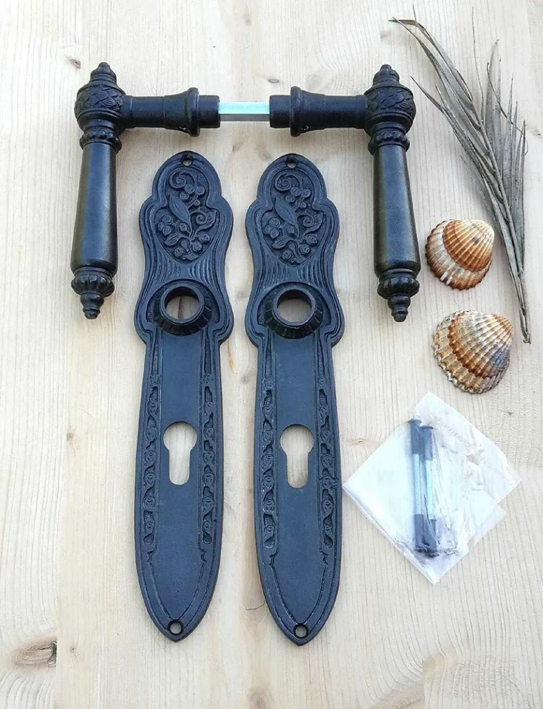 Türbeschlag PZ 72 Langschild Prunk Tür Griffe Türklinke Eisen Antik Style S13-2E