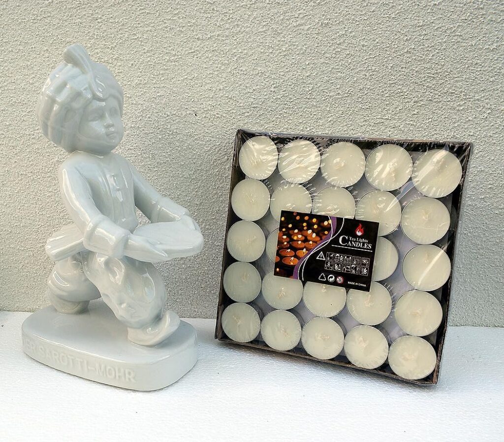 Porzellan Figur Porzellanfigur Werbefigur Sarotti Mohr mit 50 Teelichtern Tablett passend dafür selten rar 28 cm. S26