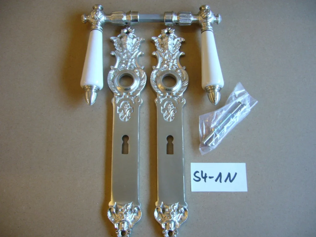 Antik Style Messing BB 72 Langschild Nickel Türgriffe Türbeschlag Klinke S4-1N