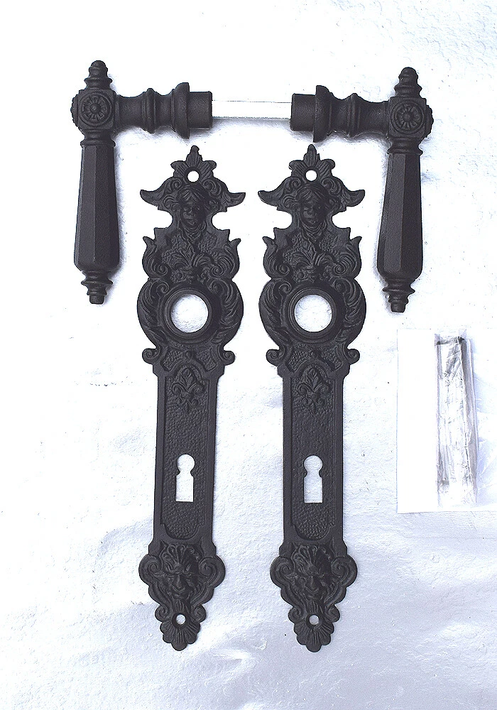 Antik Eisen Türklinken BB 72 Langschild Türgriffe Türbeschlag Gründerzeit V26