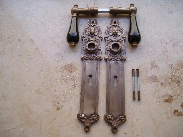 Antik Style Messing BB 72 Langschild Türgriff Klinke Türbeschlag Gründerzeit W3A