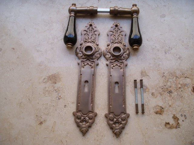 Antik Style Messing Klinke BB 72 Langschild Türgriff Türbeschlag Gründerzeit W5A