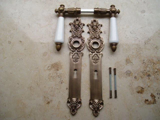 Antik Style Messing Klinke BB 72 Langschild Türgriff Türbeschlag Gründerzeit WNW