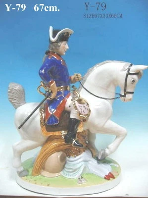 Teilen 1. WK Porzellan Figur Riesig 67 cm Alte Fritz Reiter Pferd Friedrich II Y79